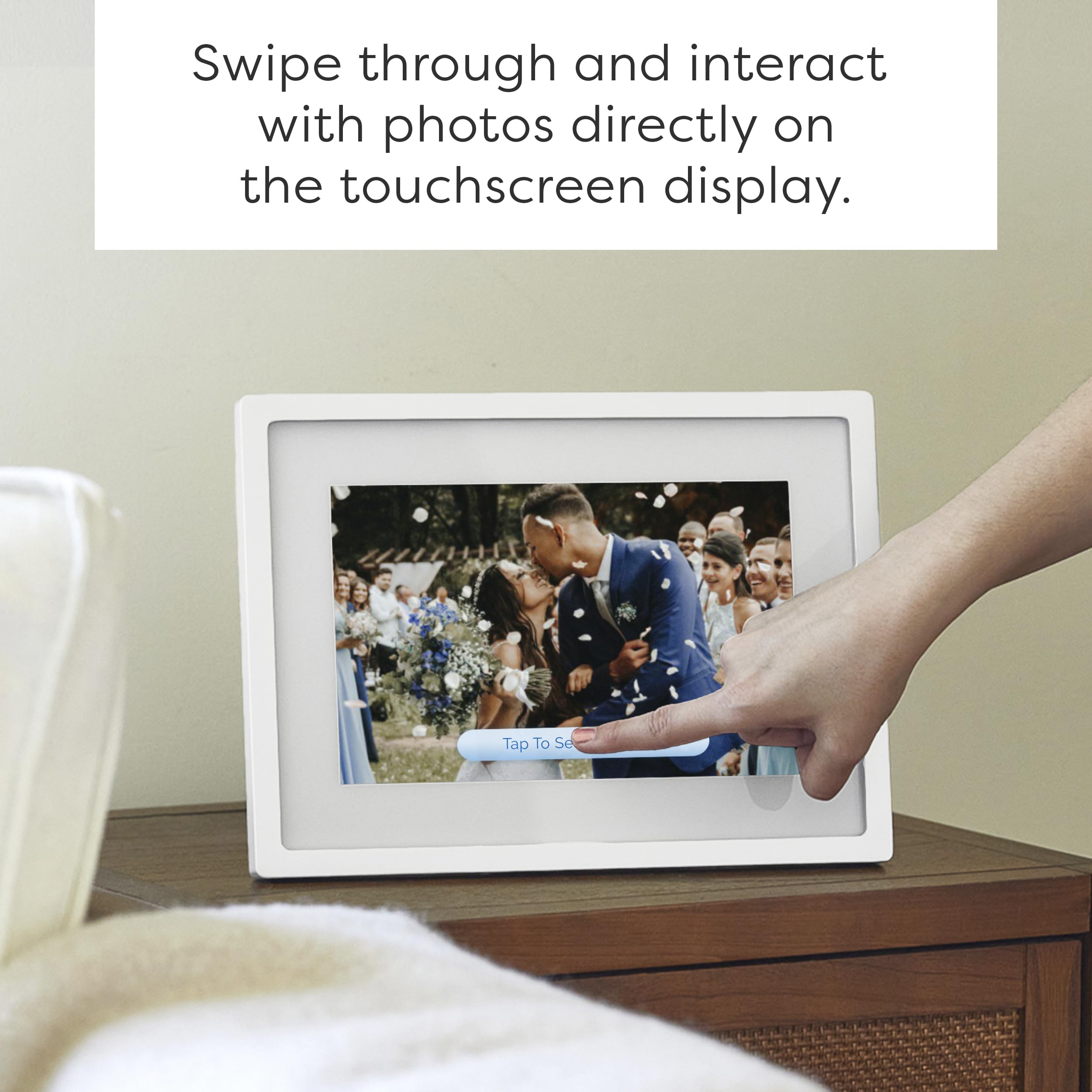 Skylight Digital Picture Frame - WiFi Enabled with Load from Phone Capability, Touch Screen Digital Photo Frame Display - Customizable Gift for Friends and Family - 10 Inch White