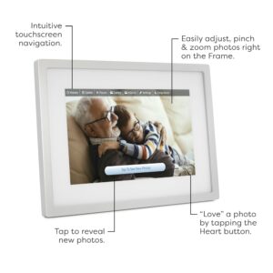 Skylight Digital Picture Frame - WiFi Enabled with Load from Phone Capability, Touch Screen Digital Photo Frame Display - Customizable Gift for Friends and Family - 10 Inch Silver