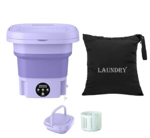 portable washing machine-mini washing machine foldable-portable washer machine-waterproof laundry bag -8l capacity for clothes, socks-perfect for travel-apartments, dorms-mini washing machine-(purple)