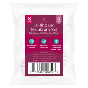 Nurse & Nourish 8 O'Rings & 4 Breast Pumps Membranes for Medela Harmony Manual Breast Pump - Nurse and Nourish Parts for Medela Hand Pump Harmony & for Medela Membrane Replacement