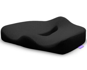 forari® patented seat cushion for desk chair - firm & thick, best for back & hip pain relief, comfort for long sitting, with never-flat gel insert - coccyx, sciatica, tailbone (black)
