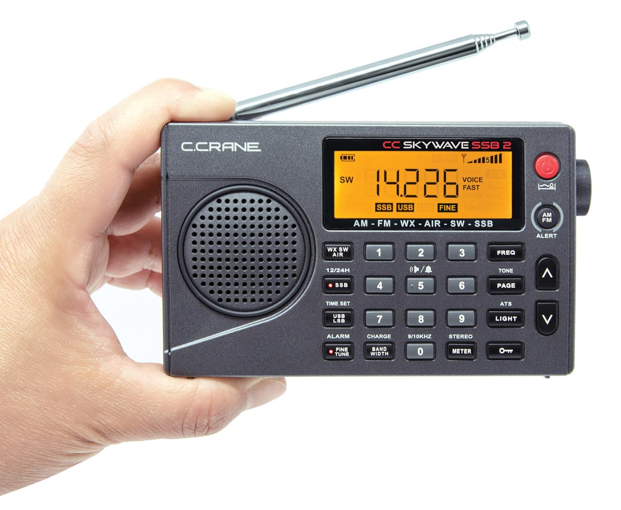 C. Crane CC Skywave SSB 2 AM, FM, Shortwave, NOAA Weather + Alert, Scannable VHF Aviation Band and Single Side Bands Small Battery Operated Portable Travel Radio Includes SW Wire Antenna Adapter