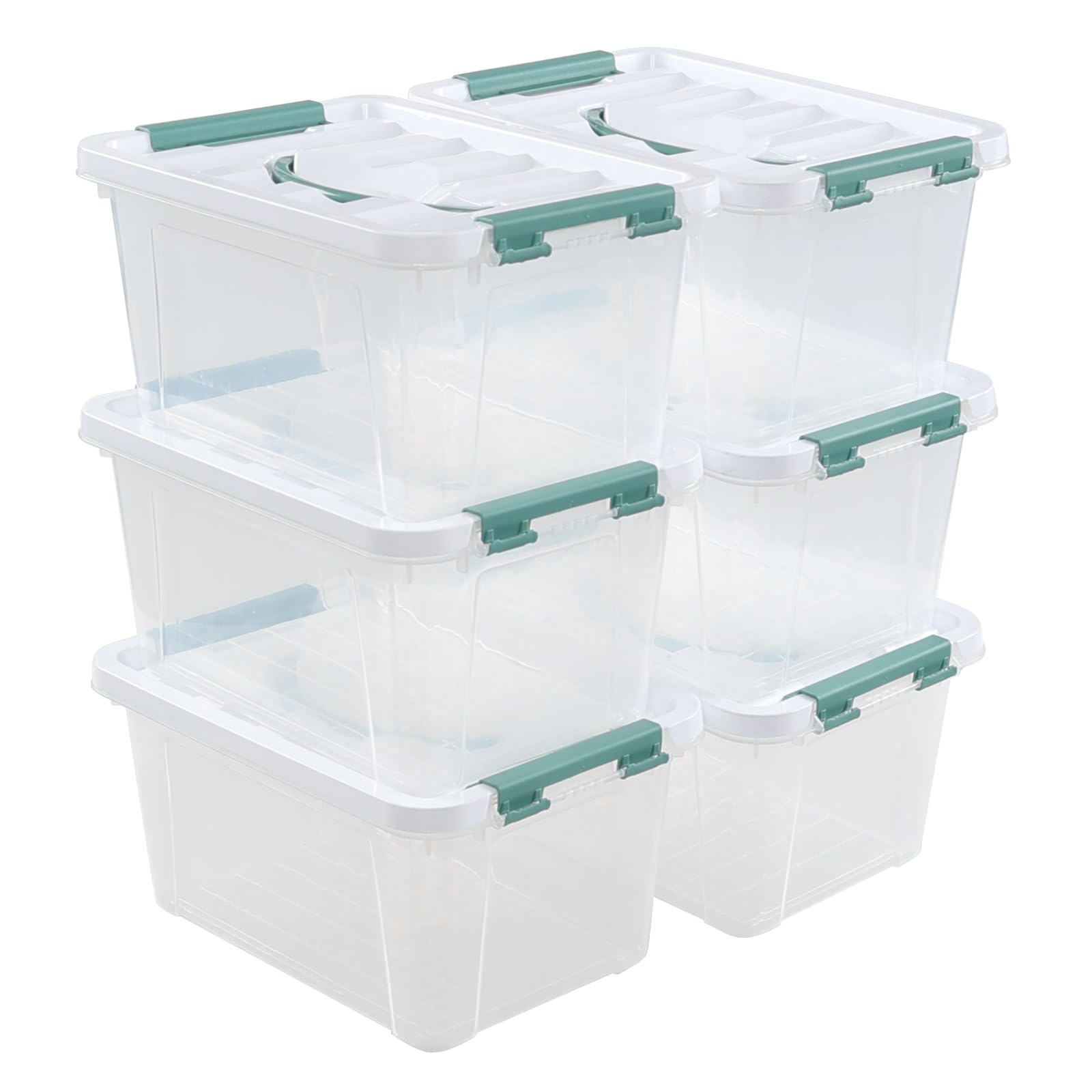 Utiao 6 Quart Clear Plastic Storage Latching Bin with Handle, Small Plastic Boxes Containers for Organizing, 6 Packs