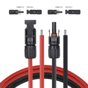 zenitpv - 20 ft 10awg - solar extension cable with connectors pre-installed at one end + two extra free pairs of connector - (20 feet)
