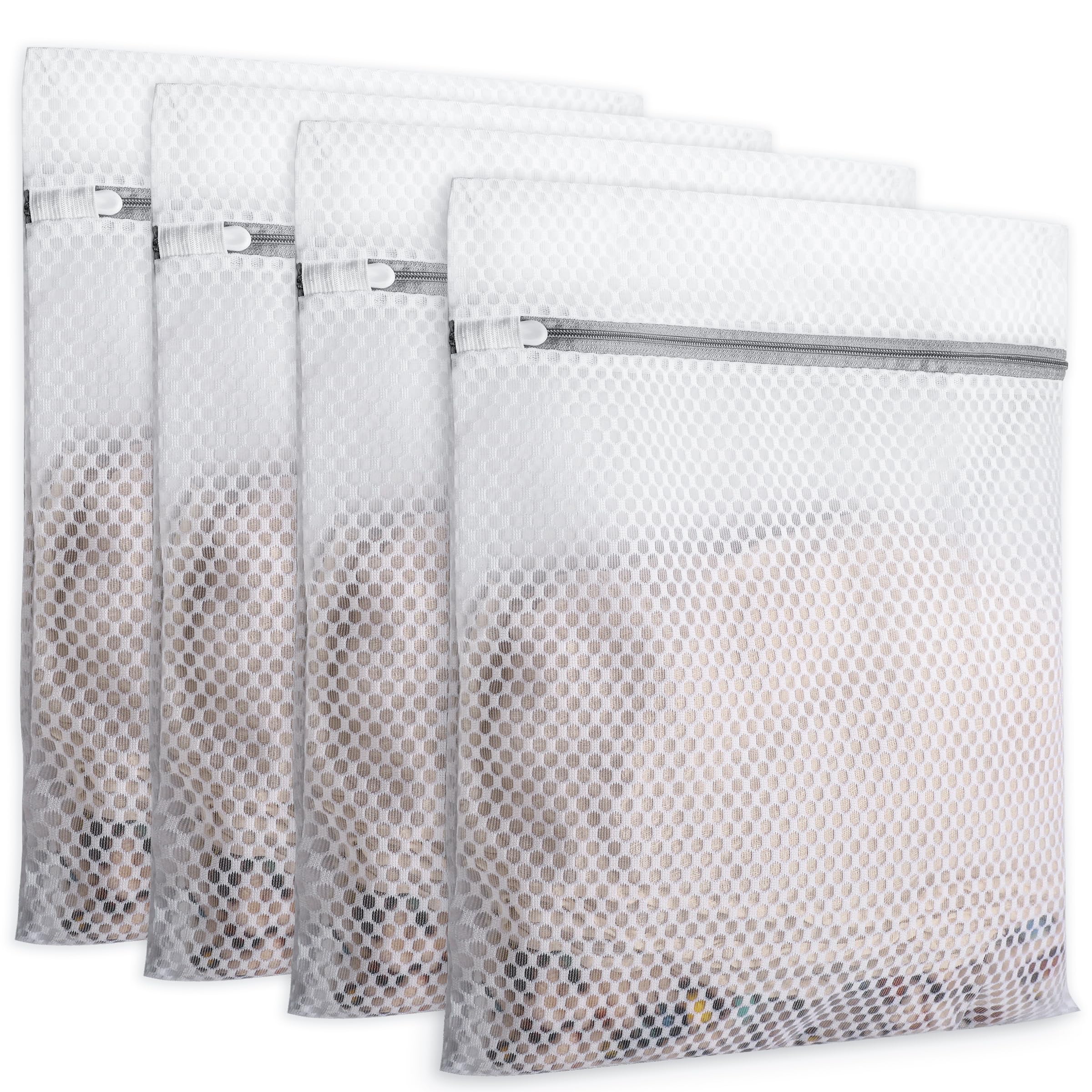 Laundry Bag 4 Pcs Mesh Laundry Bags 12 x 16 Inches Durable Zipper Mesh bag Mesh Wash Bags Lingerie Bags for Washing Delicates Laundry Bags for Traveling Delicates Bag for Washing Machine