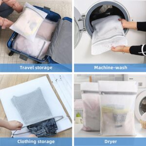 Laundry Bag 4 Pcs Mesh Laundry Bags 12 x 16 Inches Durable Zipper Mesh bag Mesh Wash Bags Lingerie Bags for Washing Delicates Laundry Bags for Traveling Delicates Bag for Washing Machine