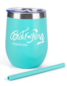 birthday gifts for women best friends,bff gifts, funny friendship gifts for women, birthday gifts for friends, besties, sister, her, woman - wine glass tumbler - mint (12 oz)
