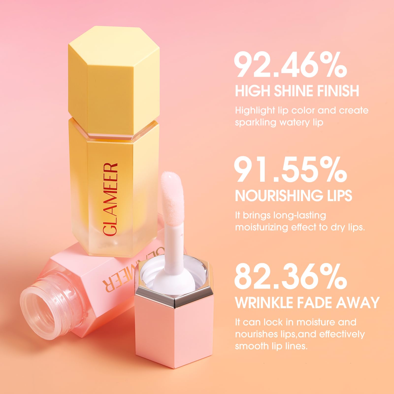 GLAMEER Moisturizing Lip Oil,Fruit Flavoured Lip Oil For Dry Lip,Lip Moisturizing Treatment Nourishing Lip Gloss, for Women Girls Lip Care Products