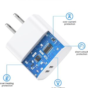 USB C Fast Charger,[MFi Certified] 2 Pack 40W Dual Port Charger Fast Charging with 10 FT Long Type C to Lightning Cable 20W PD Power Adapter for iPhone 14 13 12 11 Pro Xs Xr X 8 Block