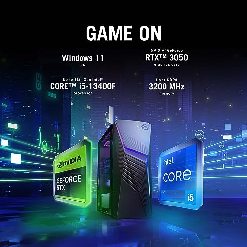 ASUS ROG G13CH (2023) Gaming Desktop PC, Intel Core i5-13400F, NVIDIA GeForce RTX 3050, 512GB NVMe PCIe SSD, 8GB DDR4 RAM, Windows 11, G13CH-DB503,Black