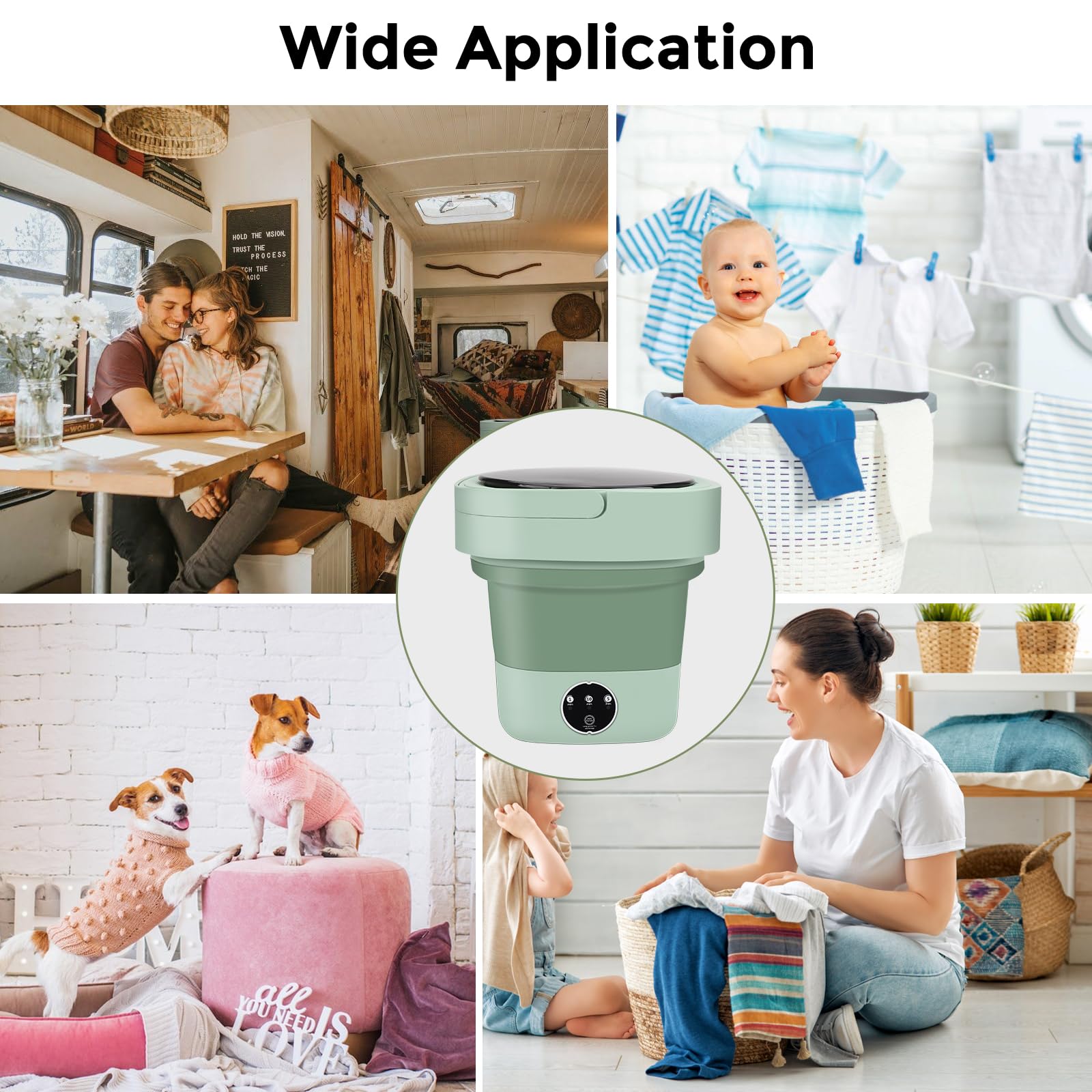 Portable Washing Machine, Foldable Mini Washing Machine, Small Portable Washer for Baby Clothes, Underwear or Small Items, Apartment, Dorm, Camping, RV Travel laundry