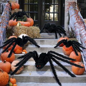 Nirohee Halloween Decorations Outdoor, 6 Pack Giant Spider Halloween Party Decor Large Halloween Spiders Outside Decorations, Scary Spiders with Bendable Legs for Lawn, Yard, Spider Web, Wall, Window