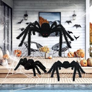 Nirohee Halloween Decorations Outdoor, 6 Pack Giant Spider Halloween Party Decor Large Halloween Spiders Outside Decorations, Scary Spiders with Bendable Legs for Lawn, Yard, Spider Web, Wall, Window
