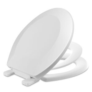 toilet seat with toddler seat built in, potty training toilet seat, magnetic kids toilet seat, fits both adult and child, slow-close, toddler toilet seat attachment, round, white(16.5”)