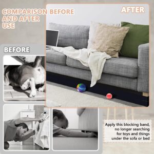 2 Pieces 39.3 Feet Under Couch Blocker with Hook & Loop Tape, Adjustable Under Bed Blocker for Pets, Couch Bumpers for Under Couch Carpet, Furniture Gap Blocker Filler Barrier (4.3" W)