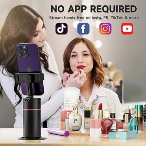 Auto Face Tracking Tripod - 360° Rotation Auto Tracking Phone Holder, No App, Phone Camera Mount with Remote and Gesture Control, Rechargeable Smart Shooting Holder for Video Recording (No Light)