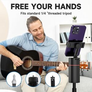 Auto Face Tracking Tripod - 360° Rotation Auto Tracking Phone Holder, No App, Phone Camera Mount with Remote and Gesture Control, Rechargeable Smart Shooting Holder for Video Recording (No Light)