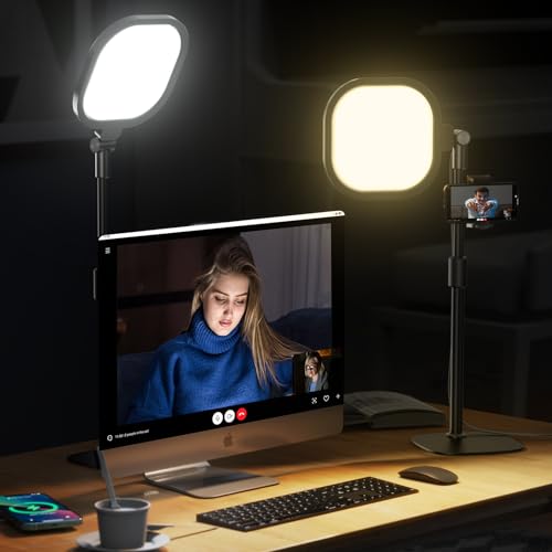 LitONES Desktop Video Conference Light for Zoom Meeting, Computer, Laptop, Work from Home with Nature Soft Light, Adjustable Brightness & Color Temp and Flexible Stand & Versatile Phone Holder