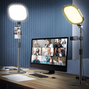 LitONES Desktop Video Conference Light for Zoom Meeting, Computer, Laptop, Work from Home with Nature Soft Light, Adjustable Brightness & Color Temp and Flexible Stand & Versatile Phone Holder