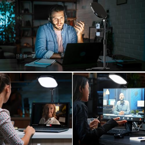 LitONES Desktop Video Conference Light for Zoom Meeting, Computer, Laptop, Work from Home with Nature Soft Light, Adjustable Brightness & Color Temp and Flexible Stand & Versatile Phone Holder