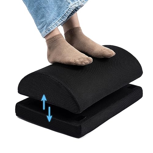 Footrest - Foot Rest for Under Desk at Work - Memory Foam Foot Stool with 2 Adjustable Height for Office Gaming & Computer Chairs - Comfortable Cushion for Back & Hip Pain Relief