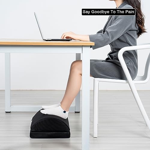 Footrest - Foot Rest for Under Desk at Work - Memory Foam Foot Stool with 2 Adjustable Height for Office Gaming & Computer Chairs - Comfortable Cushion for Back & Hip Pain Relief