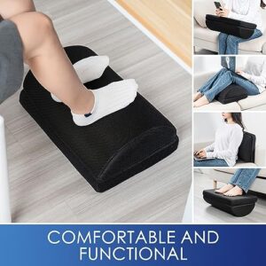 Footrest - Foot Rest for Under Desk at Work - Memory Foam Foot Stool with 2 Adjustable Height for Office Gaming & Computer Chairs - Comfortable Cushion for Back & Hip Pain Relief