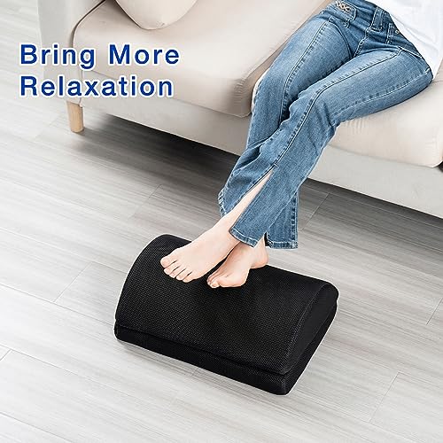 Footrest - Foot Rest for Under Desk at Work - Memory Foam Foot Stool with 2 Adjustable Height for Office Gaming & Computer Chairs - Comfortable Cushion for Back & Hip Pain Relief