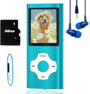 mp3 player / mp4 player, hotechs mp3 music player with 32gb memory sd card slim classic digital lcd 1.82'' screen mini usb port with fm radio, voice record