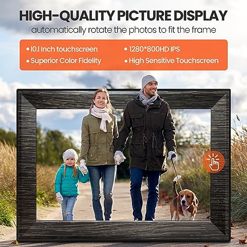 10.1 inch WiFi Digital Picture Frame with 64GB Storage(Built in 32GB and 32GB SD Card), 1280 * 800 IPS HD Touch Screen Electronic Smart Digital Photo Frame, Easy to Share Photos and Videos