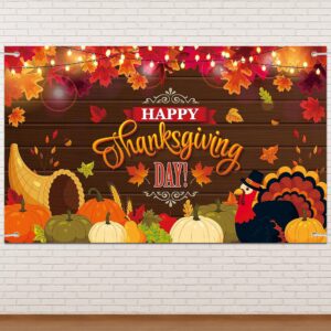lucleag thanksgiving backdrop banner decorations, 70.9 x 43.3in large size background for fall decoration, turkey pumpkin banner photo backdrop hanging decor for thanksgiving fall party supplies