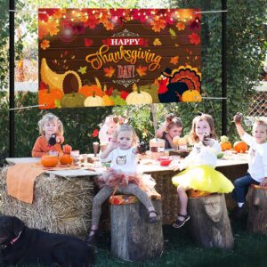 Lucleag Thanksgiving Backdrop Banner Decorations, 70.9 x 43.3In Large Size Background for Fall Decoration, Turkey Pumpkin Banner Photo Backdrop Hanging Decor for Thanksgiving Fall Party Supplies