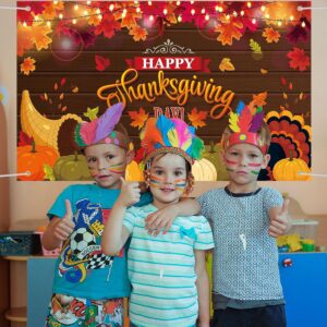 Lucleag Thanksgiving Backdrop Banner Decorations, 70.9 x 43.3In Large Size Background for Fall Decoration, Turkey Pumpkin Banner Photo Backdrop Hanging Decor for Thanksgiving Fall Party Supplies