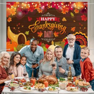 Lucleag Thanksgiving Backdrop Banner Decorations, 70.9 x 43.3In Large Size Background for Fall Decoration, Turkey Pumpkin Banner Photo Backdrop Hanging Decor for Thanksgiving Fall Party Supplies