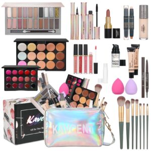 makeup gift set for teens and women - full kit with eyeshadow, foundation, mascara, contour, lipgloss, and cosmetic bag
