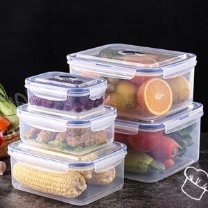 ikumar 10 pcs (5 containers & 5 lids) premium multifunctional large refrigerator fresh food storage containers set - leakproof, bpa-free plastic sealed plastic fresh keeping box with lids
