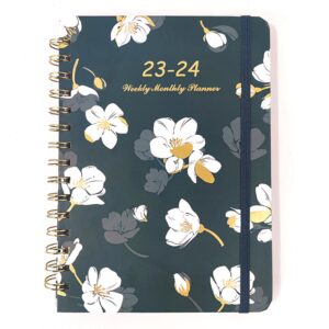 hourly weekly planner, academic diary 2023-2024 mid year diary july 2023-june 2024 a5 week to view twin-wire binding weekly planner with hardcover for home, school office (black)