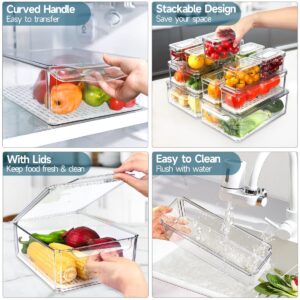 NISILIN 14 Pack Fridge Organizers and Storage - Refrigerator Organizer Bins with Lids, BPA-Free Fridge Organization, Fruit Storage Containers for Fridge, Vegetable, Food, Drinks, Cereals, Clear