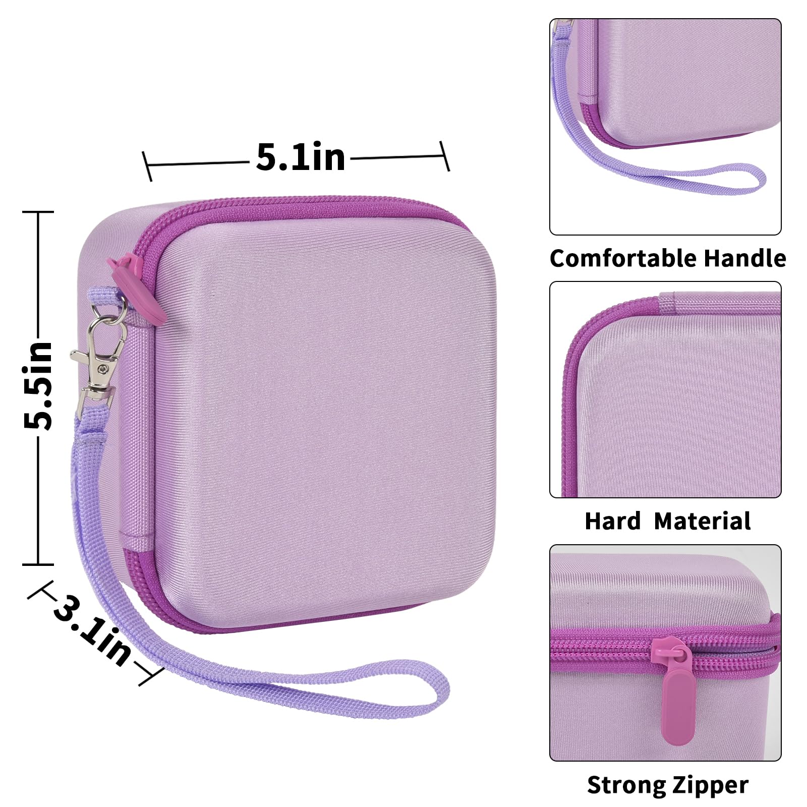 PAIYULE Kids Camera Case for Instant Cameras - Storage Holder Bag Compatible with Digital Video Cameras for Girls and Toddlers - Purple