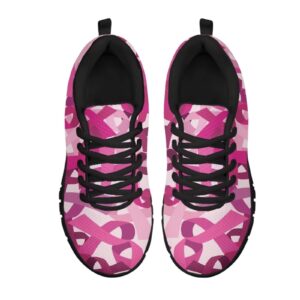 JEOCODY Pink Breast Cancer Women's Sneaker Comfortable Outdoor Walking Running Sport Shoes for Teen Girls