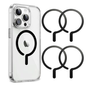 aothey universal metal rings compatible with magsafe sticker - 4pcs (black)