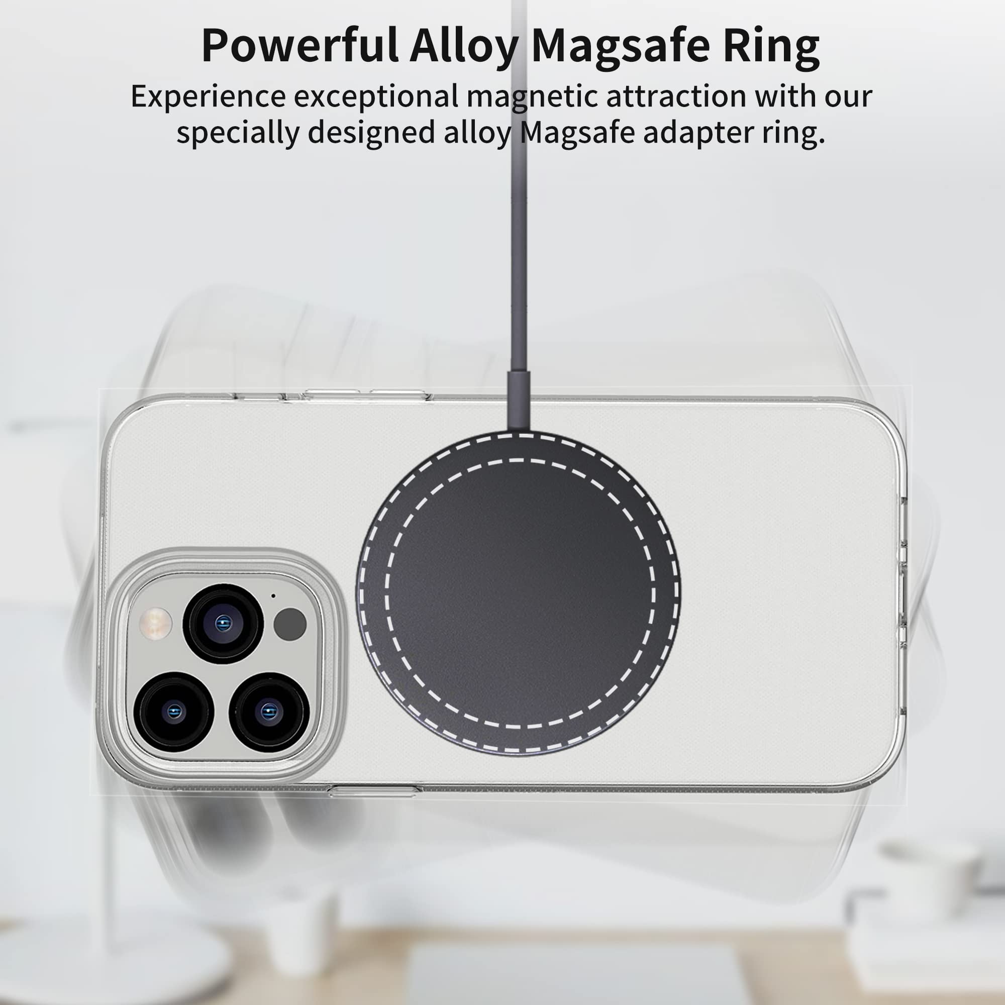 Aothey Universal Metal Rings Compatible with Magsafe Sticker - (Black&Silver&White)