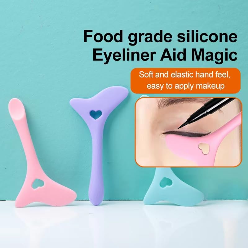 CYOIDAI Eyeliner Stencils, Winged Eyeliner Tool, Mascara Shield, Multifunctional Silicone Eyeshadow Applicators, Perfect for Beginners in Makeup (Pink)