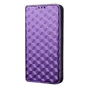 case compatible with huawei enjoy 60x,leather case with card slot.wallet design,stereoscopic patterns.standable flip case purple