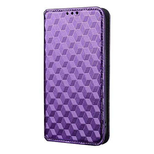 Case Compatible with Huawei Enjoy 60X,Leather Case with Card Slot.Wallet Design,Stereoscopic Patterns.Standable Flip Case Purple