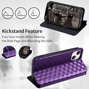 Case Compatible with Huawei Enjoy 60X,Leather Case with Card Slot.Wallet Design,Stereoscopic Patterns.Standable Flip Case Purple