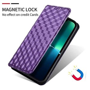 Case Compatible with Huawei Enjoy 60X,Leather Case with Card Slot.Wallet Design,Stereoscopic Patterns.Standable Flip Case Purple