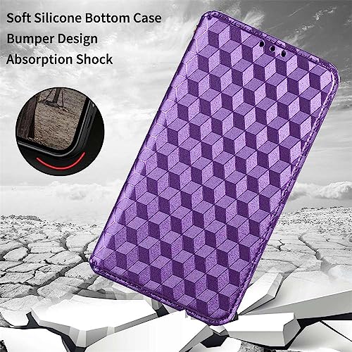 Case Compatible with Huawei Enjoy 60X,Leather Case with Card Slot.Wallet Design,Stereoscopic Patterns.Standable Flip Case Purple