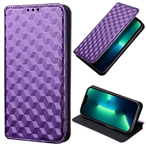 Case Compatible with Huawei Enjoy 60X,Leather Case with Card Slot.Wallet Design,Stereoscopic Patterns.Standable Flip Case Purple