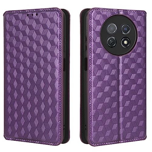 Case Compatible with Huawei Enjoy 60X,Leather Case with Card Slot.Wallet Design,Stereoscopic Patterns.Standable Flip Case Purple